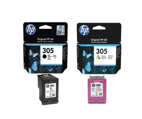 HP طقم خرطوشة حبر أورجينال 305 قطعتين أسود/ألوان م...