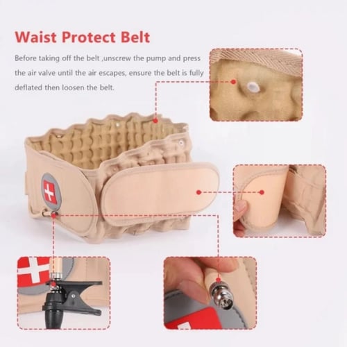 حزام طبي لدعم فقرات أسفل الظهر قطني يعمل بنفخ الهو...