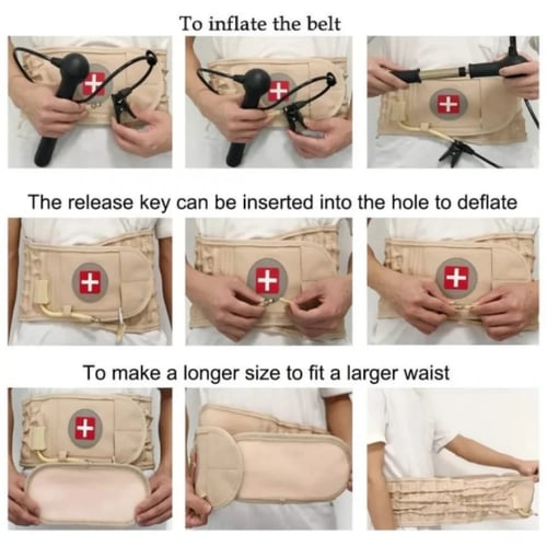 حزام طبي لدعم فقرات أسفل الظهر قطني يعمل بنفخ الهو...