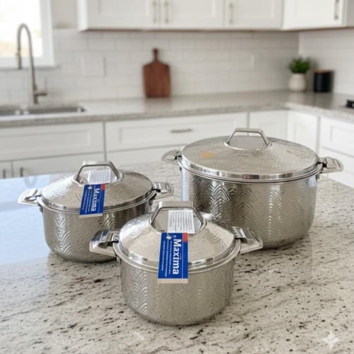 طقم حافظات طعام Maxima هندي ستيل منقوش كامل مقاسات...