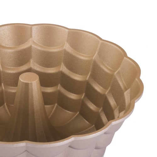 قالب كيك معدن ماريسا ذهبي شكل وردة مقاس 24 سم