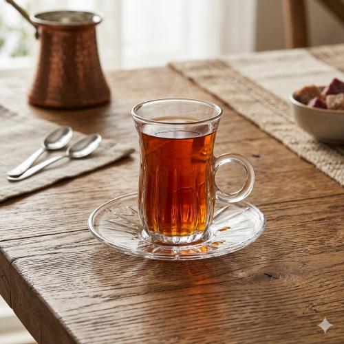 طقم فناجين شاي زجاج مزخرف شفاف 12 قطعة 100 مل