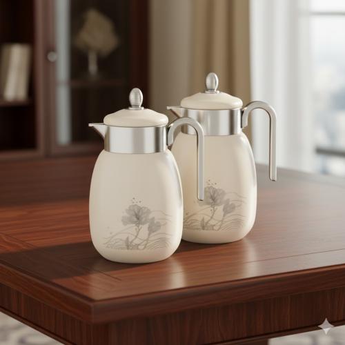 طقم ترامس لوفر 2 قطعة ابيض وفضي مطفي ( سعة 1 لتر )...