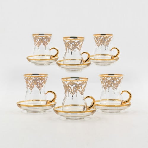 كاسات شاي كريستال تركي مجموعة الياسمين