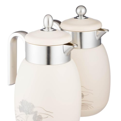 طقم ترامس لوفر 2 قطعة ابيض وفضي مطفي ( سعة 1 لتر )...