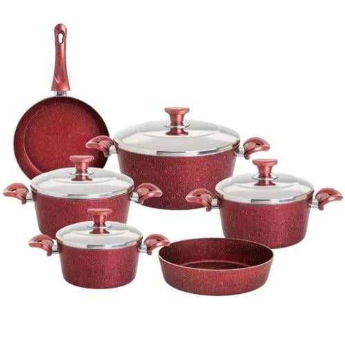 طقم قدور جرانيت تركي 10 قطعة لون عودي