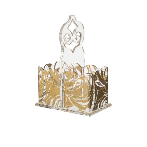 حامل ملاعق للمائدة اكريلك نقشات ذهبي 2 خانة