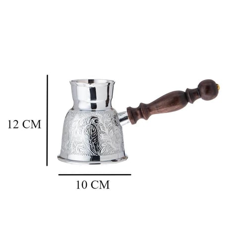 جزوة قهوة نحاس هندي فضي مقاس 12 ( سعة 4 فنجان )