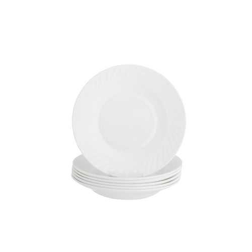 طقم صحون ايدام غويط اركوبال ابيض مدور مخطط 6 قطعة...