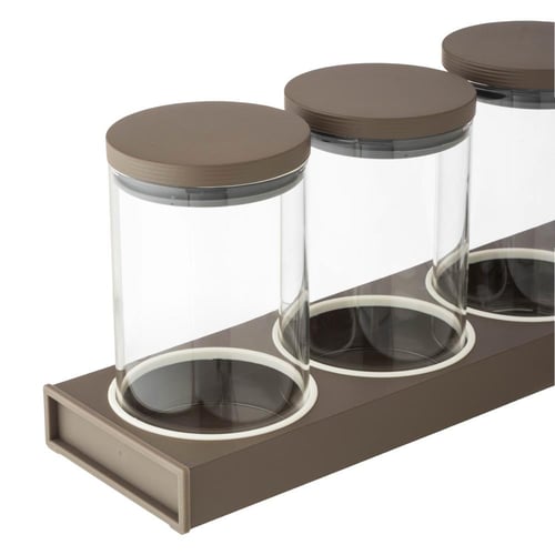 طقم علب سكر وشاي وقهوة وهيل زجاج بقاعدة وغطاء معدن...