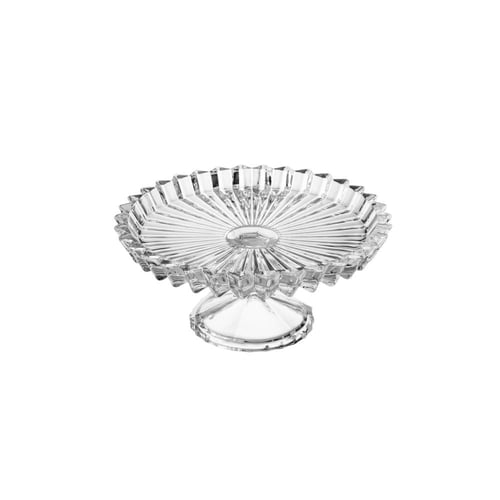 صحن تقديم الحلويات والفواكه زجاج مدور مخطط بقاعدة...