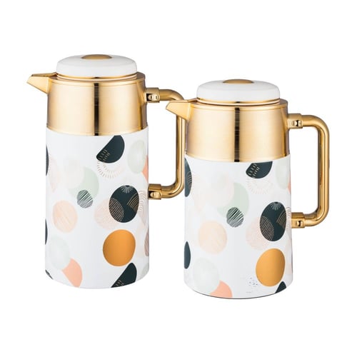 ريفان طقم ترامس 2 قطعة بنقشات فاخرة مع اللون الذهب...