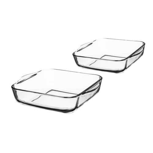 طقم صواني فرن زجاج مربع 2 قطعة