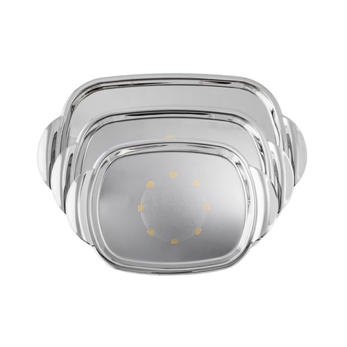 طقم صواني كلاسيك معدن بيضاوي مزخرف نيكل و ذهبي 3 ق...