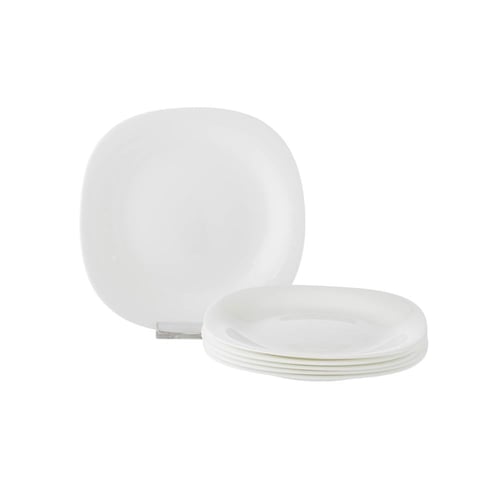 طقم صحون حلا مسطح اركوبال ابيض مربع 6 قطعة مقاس 20...