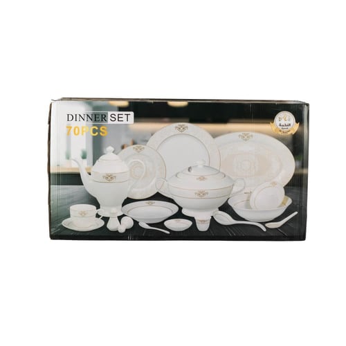 طقم عشاء بورسلان صيني فاخر بنقشات ناعمة 70 قطعة 6...
