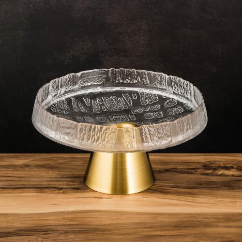 صحن تقديم الحلويات والفواكه زجاج فاخر منقوس وقاعدة...