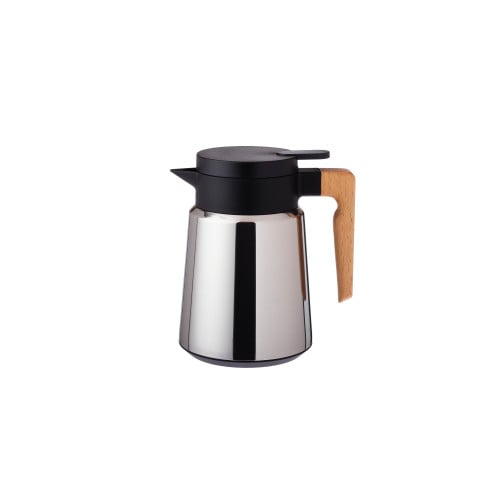 ترمس استيل من الدخل والخارج 1 ليتر يد خشب