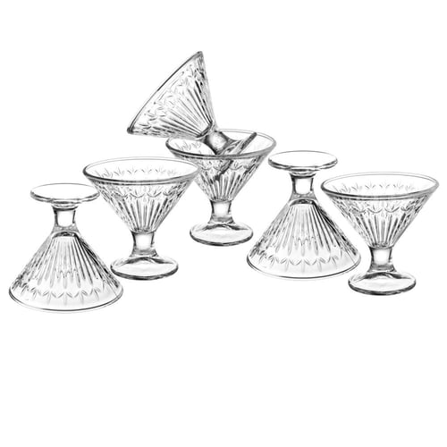 طقم كاسات حلا وايسكريم وسلطات الفواكه زجاج مخطط بق...