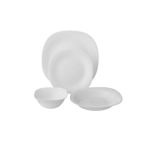 طقم عشاء اركوبال ابيض فاخر مربع 24 قطعة 6 اشخاص