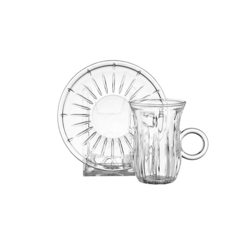 طقم فناجين شاي زجاج مزخرف شفاف 12 قطعة 100 مل
