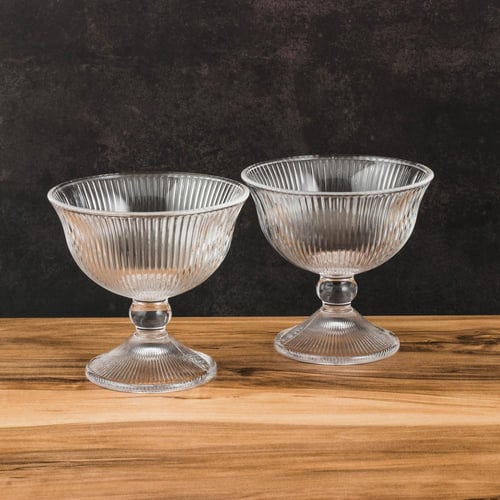 طقم زبادي ايسكريم وسلطات الفواكه زجاج مخطط 6 قطعة...