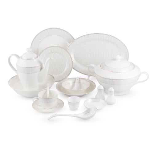 طقم عشاء بورسلان صيني فاخر بنقشات ناعمة 70 قطعة 6...