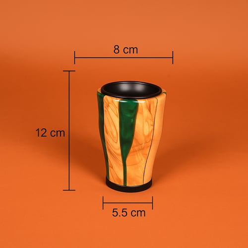 مبخرة ريزن اخضر وخشب فاخر صغيرة بقاعدة وغطاء معدن...