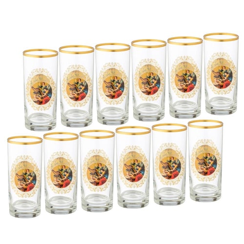 طقم ضيافة زجاج 76 قطعة برنسيسات ذهبي مطفي