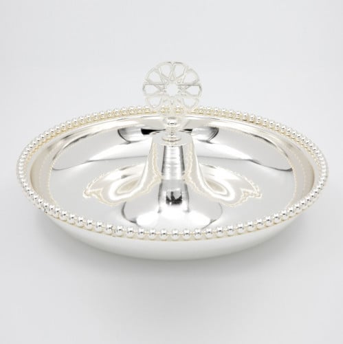 صحن تقديم دائري معدن فضي