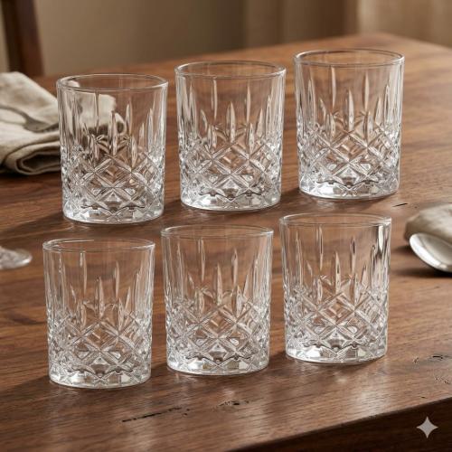 كاسات ماء زجاج محجر 6 حبة 170 مل