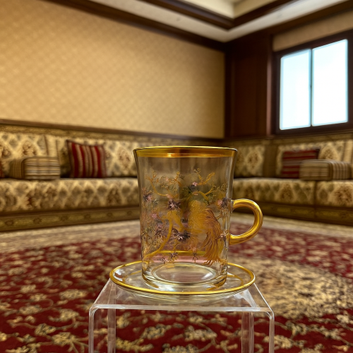 طقم اكواب كريستال تركي حفر ليزر ذهبي فاخر رسم طاوو...