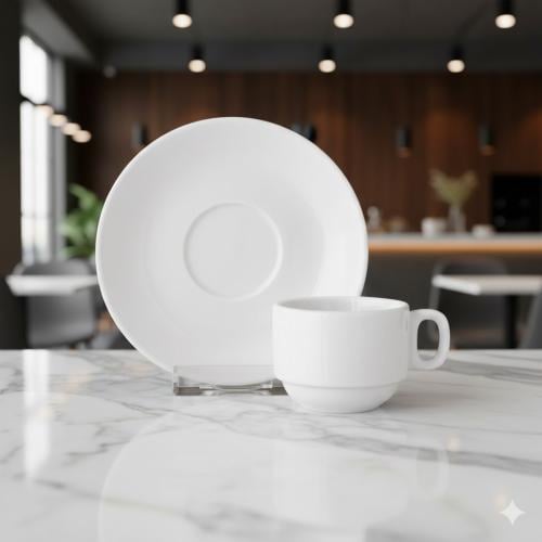 طقم فناجين قهوة بورسلان ابيض سادة 70 مل