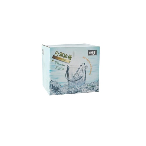 سطل ثلج زجاج مزخرف مع ملقط