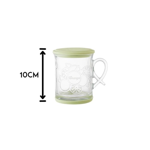 طقم اكواب زجاج منقوش بغطاء سيليكون 6 قطعة 300 مل