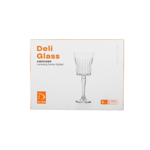 كاسات عصير زجاج مخطط فاخر 6 قطعة 300 مل