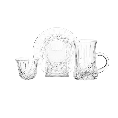 طقم فناجين شاي وقهوة زجاج 36 قطعة محجر