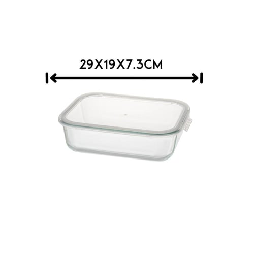 حافظة طعام زجاج شفاف بغطاء مقاس 29*19 سم