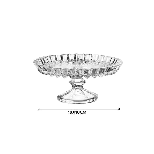 صحن تقديم الحلويات والفواكه زجاج مدور مخطط بقاعدة...