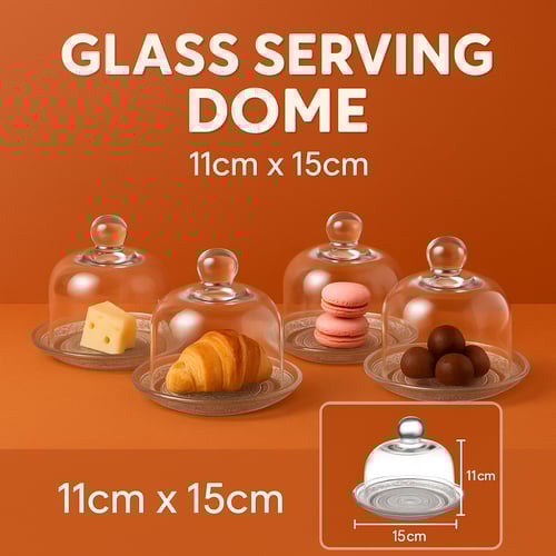 صحن كيك كونيا زجاج فاخر بغطاء متحرك ميني مقاس 15 س...
