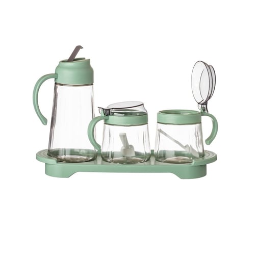 طقم مزيتة وابازير مع قاعدة 4 قطعة