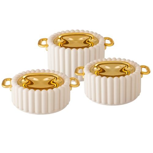 حافظات طعام مدور بيج مع ذهبي