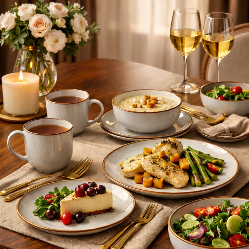 طقم عشاء بورسلان فاخر 20 قطعة رمادي 4 اشخاص