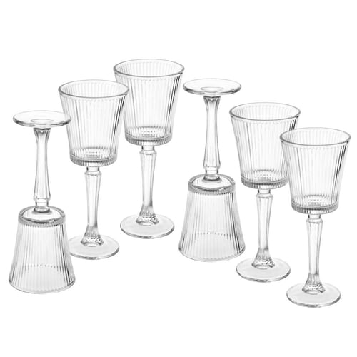 طقم كاسات عصير زجاج مخطط 6 قطعة سعة 225 مل