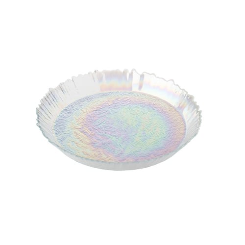 صحن تقديم حلويات زجاج تركي مدور مقاس 32 سم