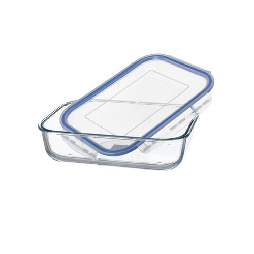 صينية فرن زجاج بغطاء بلاستيك 2.7 لتر