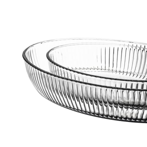 طقم صواني فرن زجاج بيضاوي 2 قطعة