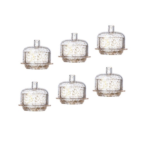 طقم تمريات اكريلك بغطاء 6 قطعة ذهبي