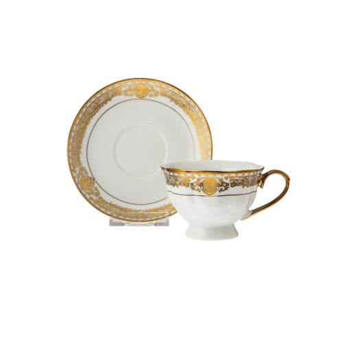 فنجان شاي بورسلان 2 قطعة ذهبي 180 مل