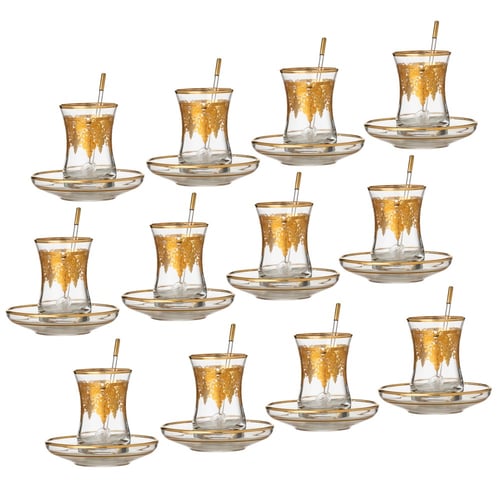 طقم كريستال تركي 75 قطعة ذهبي